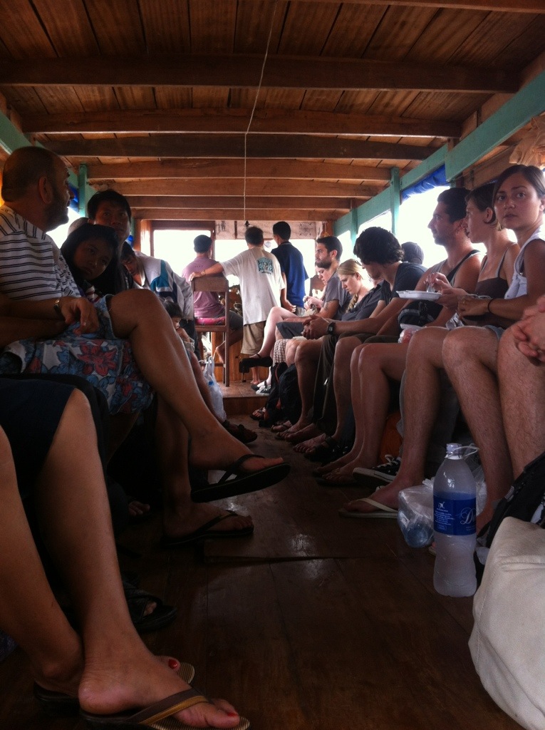 in front, after everybody boarded